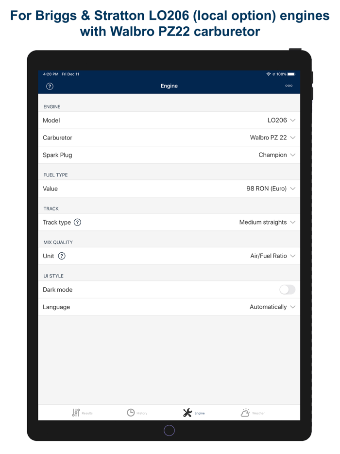 Jetting Briggs LO206 Kart