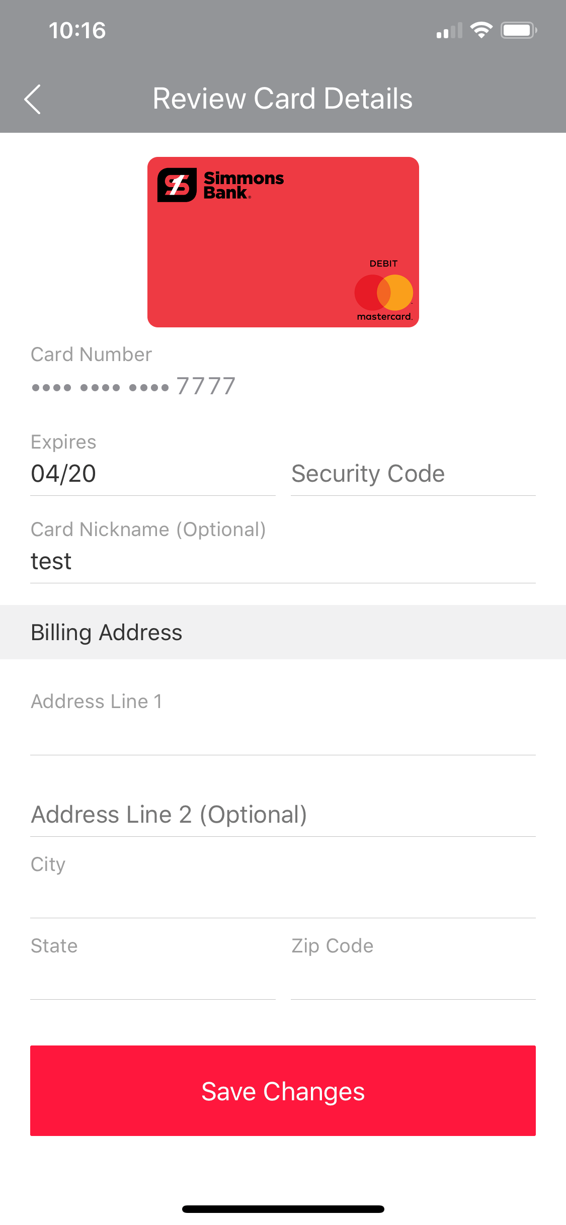 Simmons Bank Card Controls screenshot 4