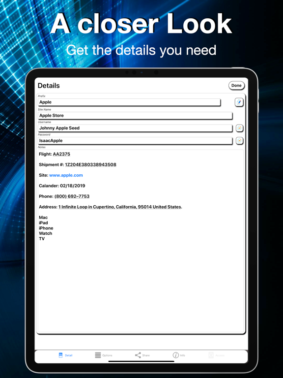 Simple Password List iPad screenshot 5 - Productivity app