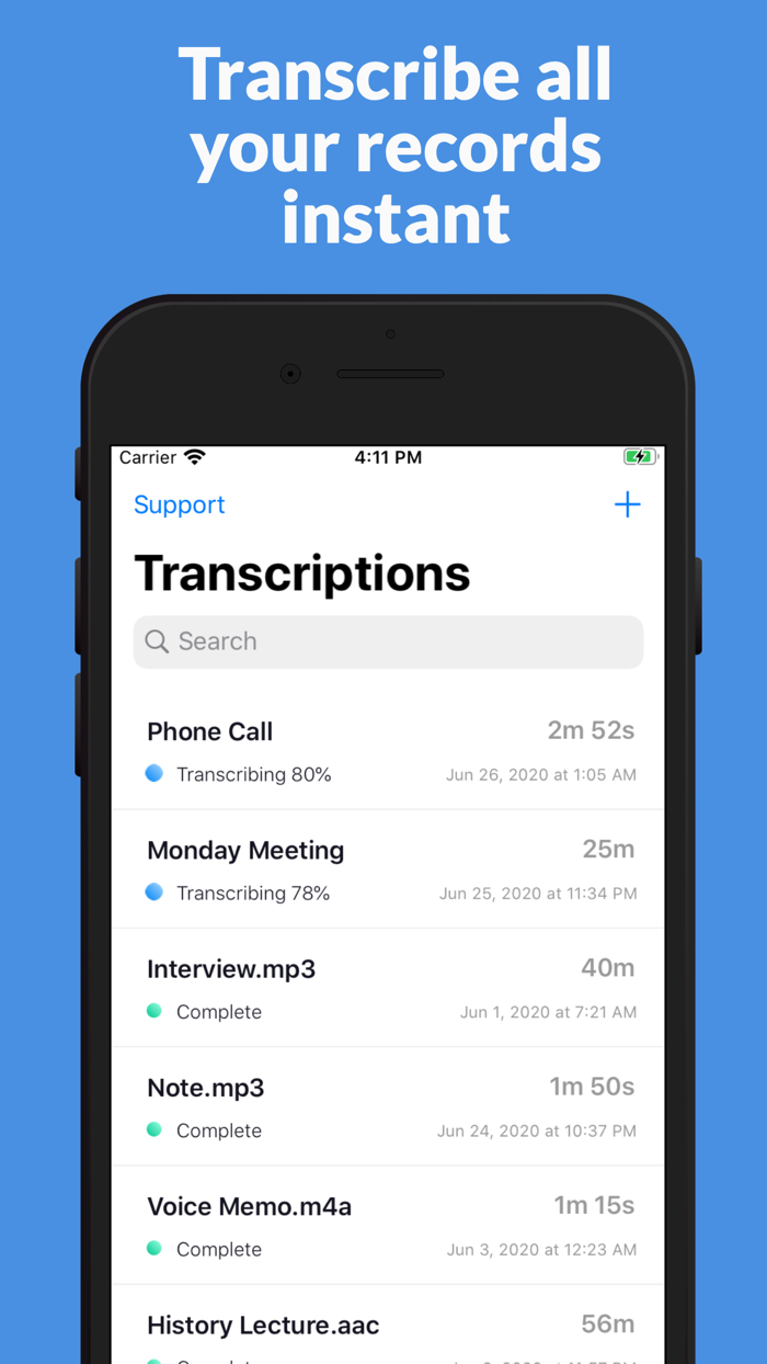 Transcribe speech to text