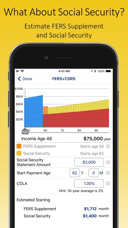 FERS+CSRS Retirement Estimator screenshot 3 of 5