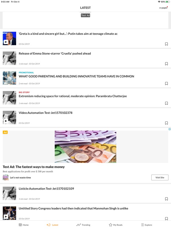 Mint Business News for iPad