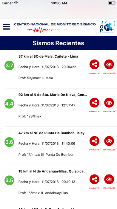 Sismos Perú Screenshot