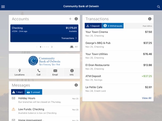 Community Bank Oelwein iPad screenshot 2 - Finance app