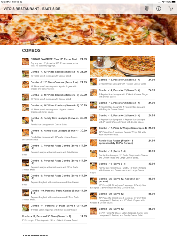 Vito's Restaurants iPad screenshot 3 - Food & Drink app