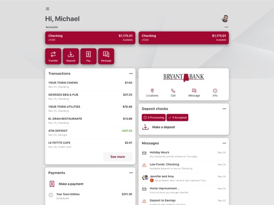 Bryant Bank iPad screenshot 1 - Finance app