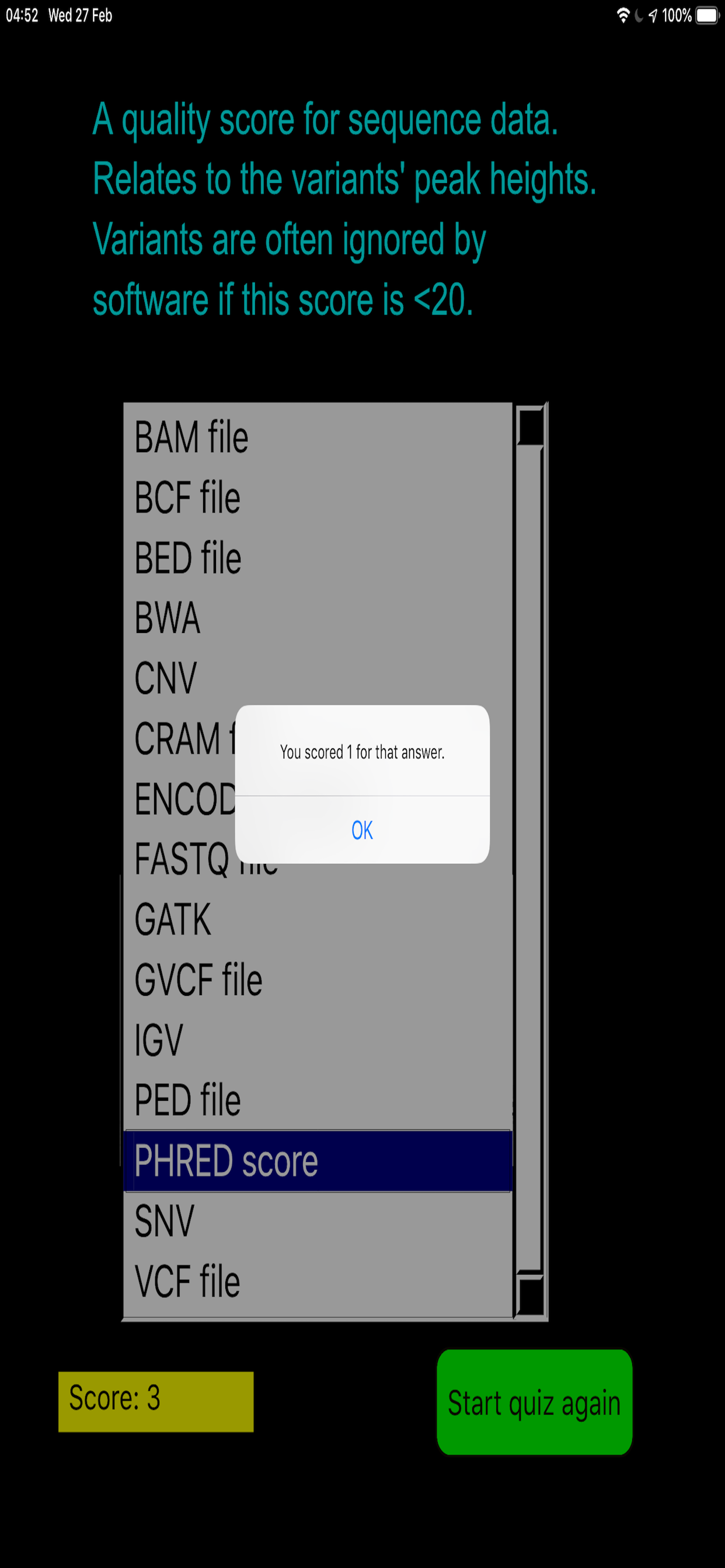 Clinical Genomics Quiz
