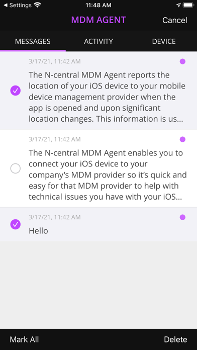 N-central MDM Agent Screenshot