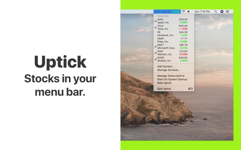 Uptick - Stock Ticker Screenshot