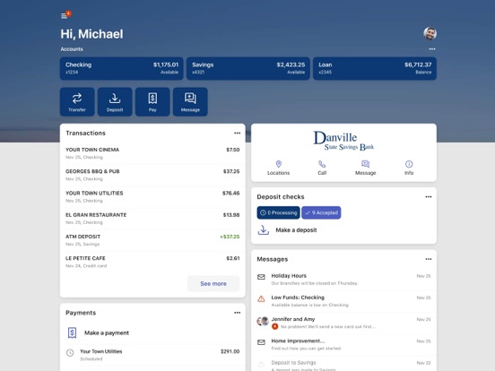 Danville Bank iPad screenshot 1 - Finance app
