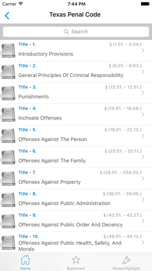 TX Penal Code, Titles & Laws - 8.1811115 - (iOS)
