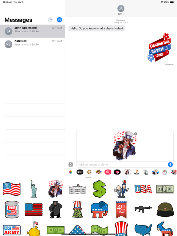 USA Symbols Stickers iPad screenshot 1 - Stickers app