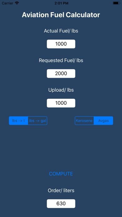 Aviation Fuel Calculator Screenshot
