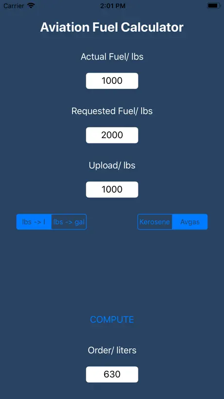 Aviation Fuel Calculator