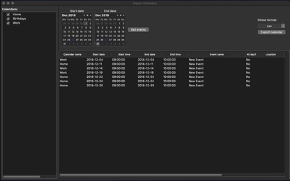 Export Calendars screenshot 2