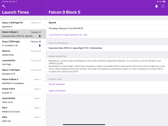 Launch Times iPad screenshot 1 - News app