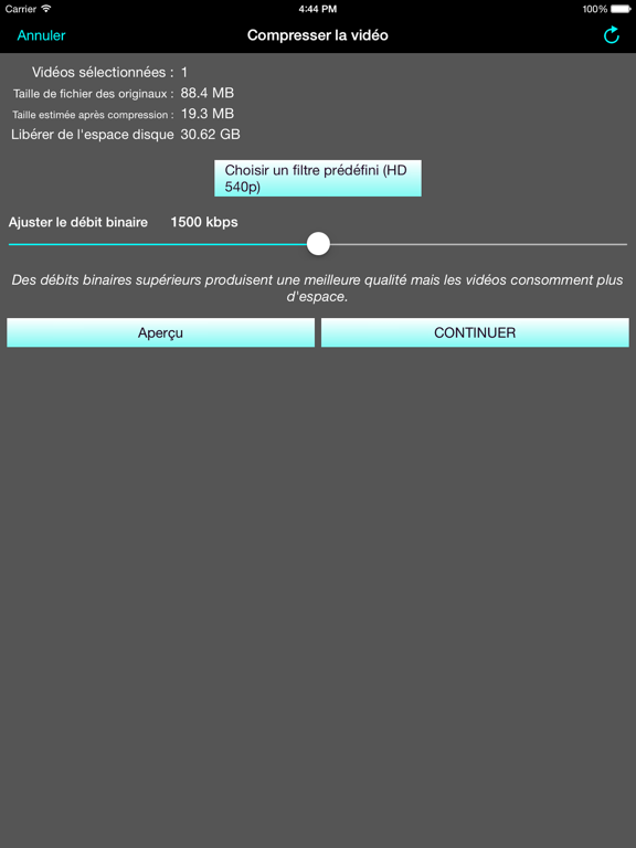 Screenshot #4 pour Compresser des vidéos