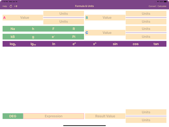 Formula & Units iPad screenshot