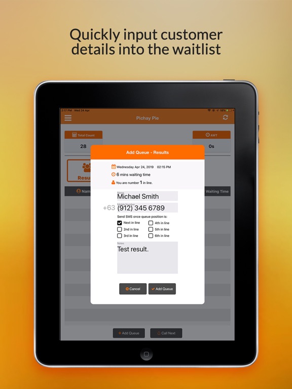 QueuePad for Customer Waitlist iPad screenshot 6 - Business app