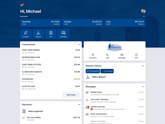 FirstCU Access iPad screenshot 1 - Finance app