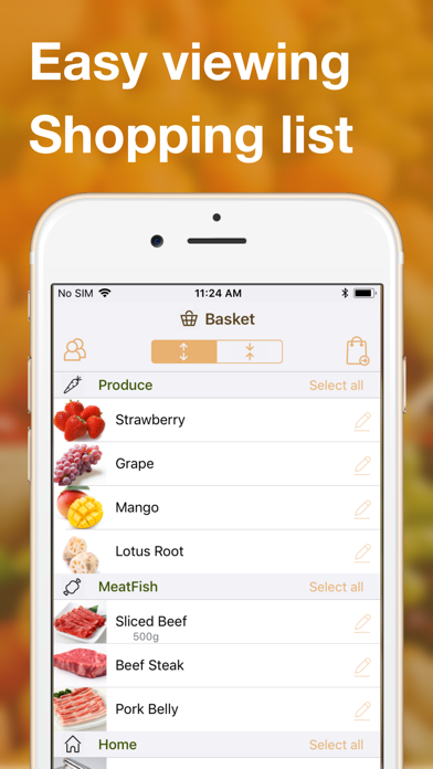 Shared grocery list : basket Screenshot