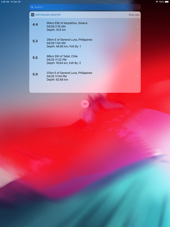 Earthquake Monitor iPad screenshot 3 - Weather app