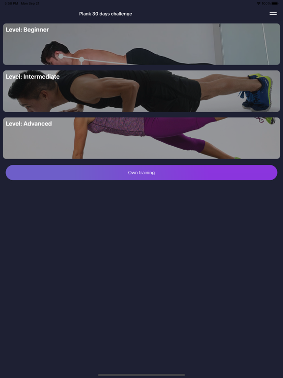 30 day - plank challenges iPad screenshot 1 - Health & Fitness app