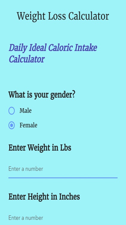 Weight Loss Calculator App