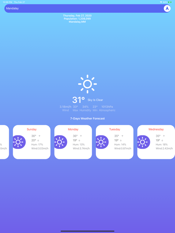 7DayWeather iPad screenshot 4 - Weather app