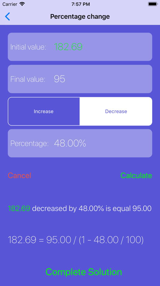 #1. Percentage Solver (iOS) By: Francesco Grassi