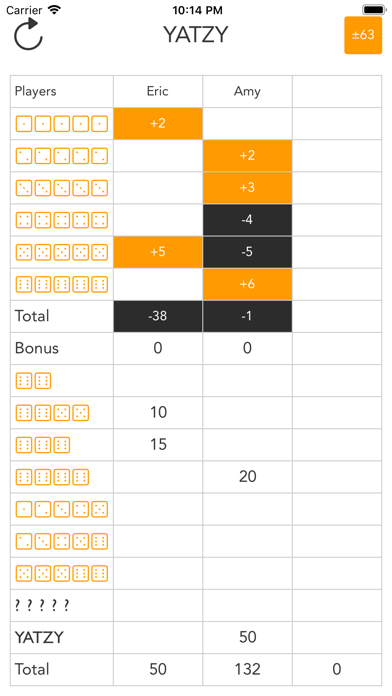 Yatzy Score Sheets Screenshot