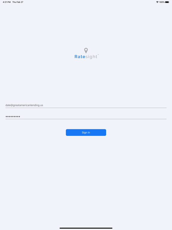 Ratesight iPad screenshot 1 - Business app
