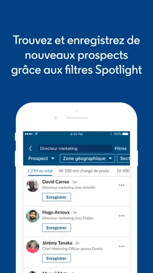Capture d'écran de LinkedIn Sales Navigator sur iPhone 2