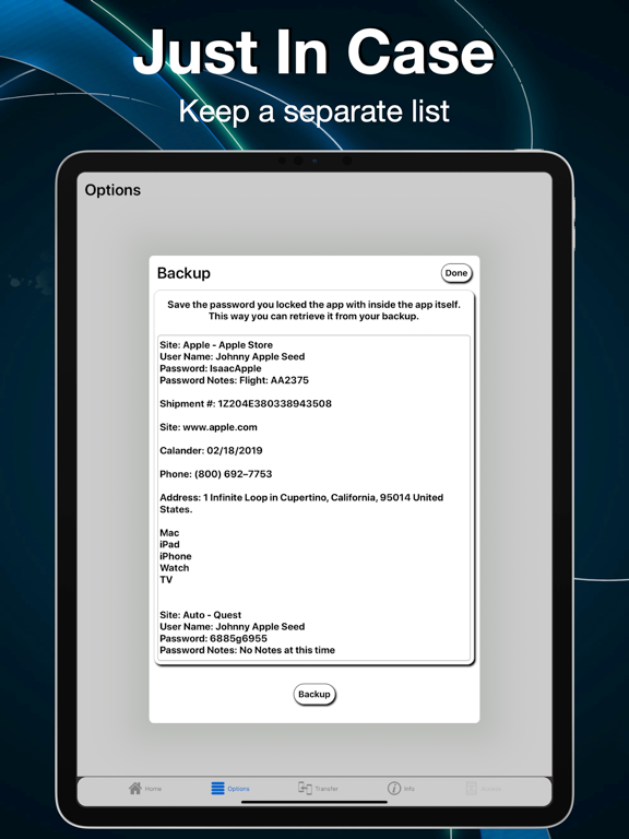 Simple Password List iPad screenshot 4 - Productivity app