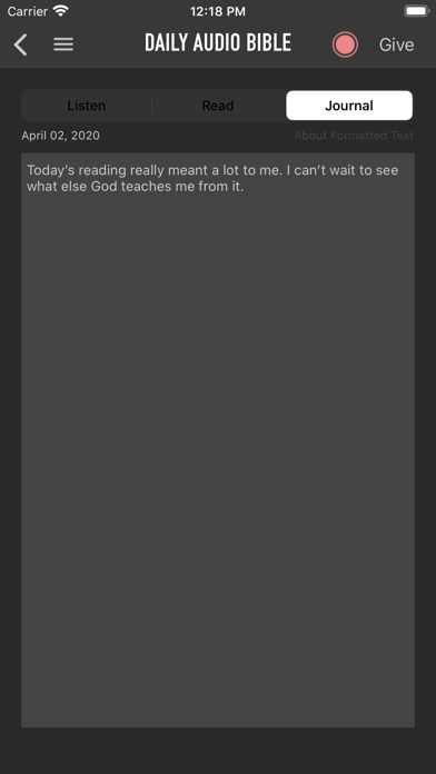 Daily Audio Bible Mobile App Screenshot