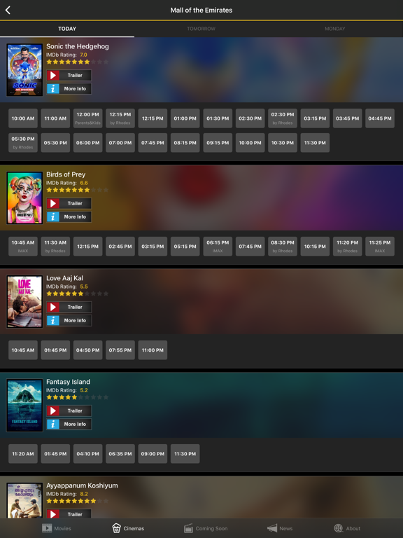UAE Cinema Showtimes - Lite iPad screenshot 5 - Entertainment app