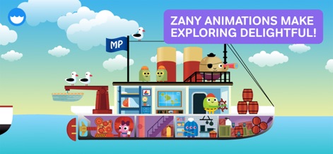 MarcoPolo Ocean - Explore the intricate cross-section of a boat, revealing engaging characters and detailed internal mechanisms that bring the vessel to life.