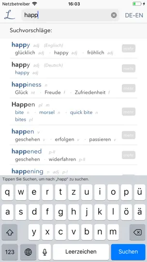 Screenshot von Wörterbuch Linguee auf dem iPhone 1