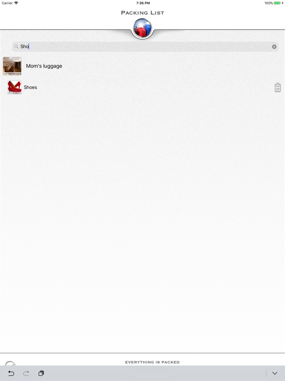 IC PackingList iPad screenshot