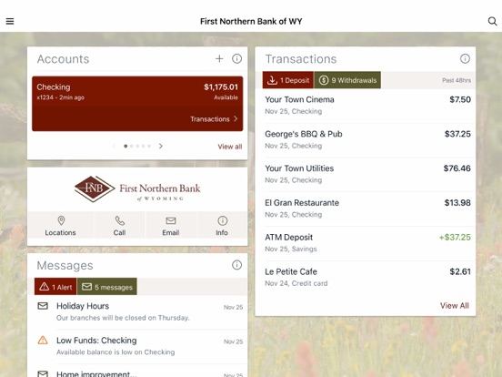First Northern Bank of WY iPad screenshot 3 - Finance app