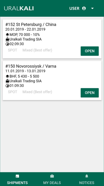 Uralkali E-Chartering Platform