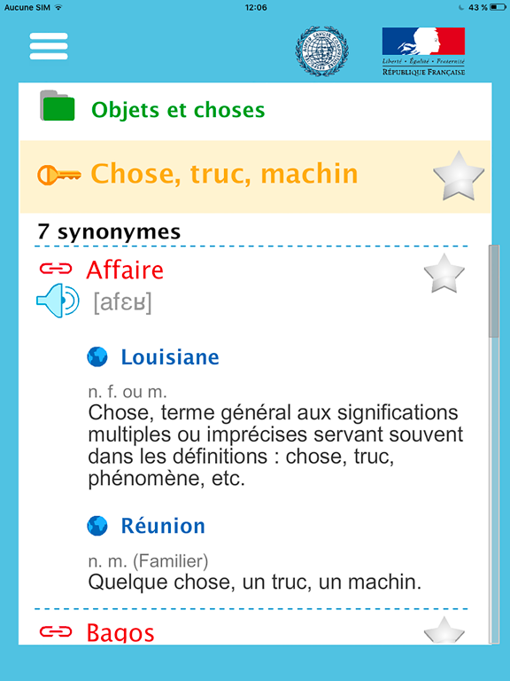 Dictionnaire Francophonie iPad screenshot