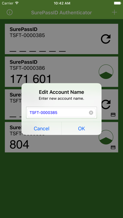 SurePassID Authenticator Screenshot