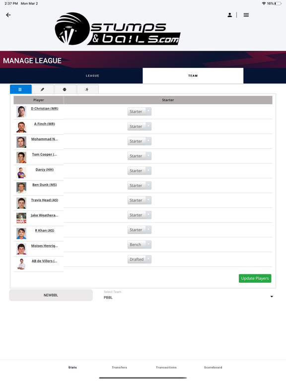 Stumpsandbails iPad screenshot 5 - Sports app