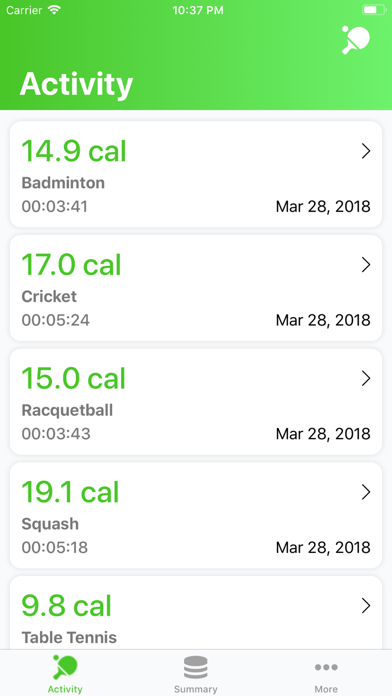 Racket Sports: Track Calories Screenshot
