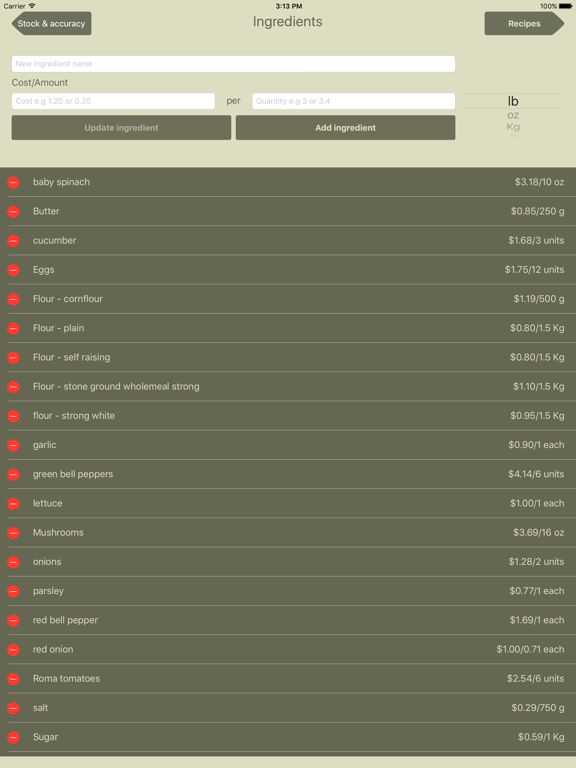 Screenshot #4 pour Recipe Costing Calculator