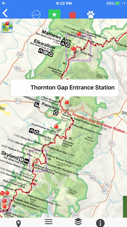 Skyline Dr Shenandoah Tour Map