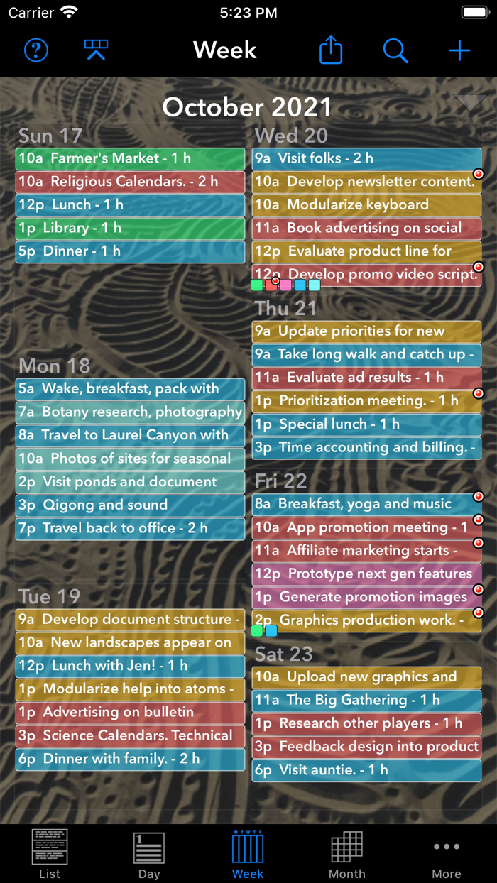 Perspectiva Calendars Charts