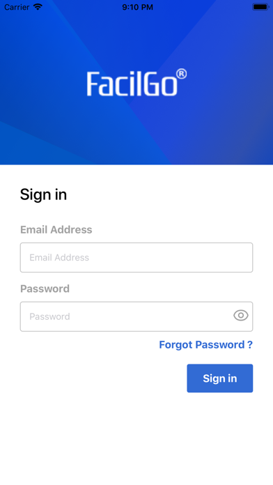 FacilGo® for Suppliers Screenshot