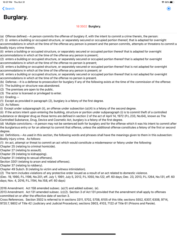 State Statute & Federal Law iPad screenshot 9 - Reference app